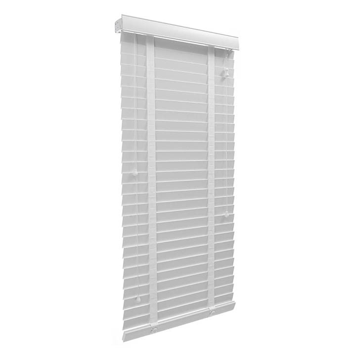 Żaluzja Faux Wood Biała 50mm z Białą Taśmą